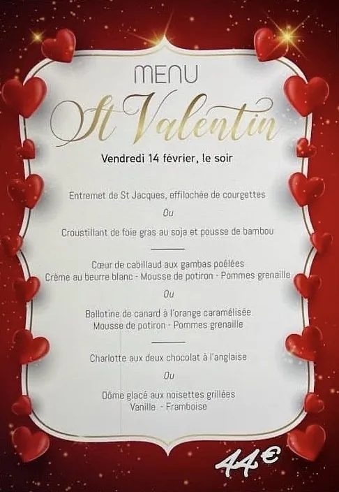 Menu St Valentin 2025
